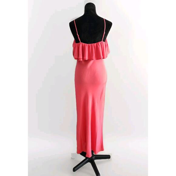 J.Crew ruffle slip sheath silk Pink Coral dress Spaghetti Straps Size 6 - Picture 4 of 10